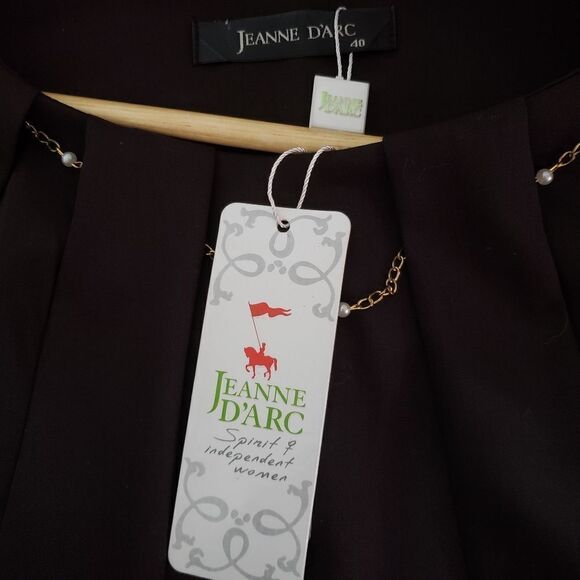 Jeanne D'arc NWT Medium Dark Brown Short Sleeve Scoop Neck Dress with Bow - Picture 7 of 16